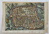 Gaiazzo Italy Bergamo City Plan Bird's Eye View 1629 Bertelli engraved print