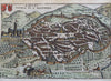 Assisi Italy Home of St. Francis City Plan Bird's Eye View 1629 engraved print