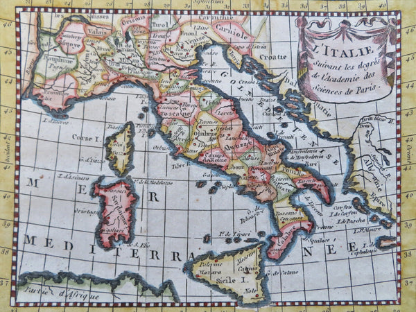 Italy Sicily Corsica Sardinia Rome Tuscany Venice Genoa Naples 1774 engraved map