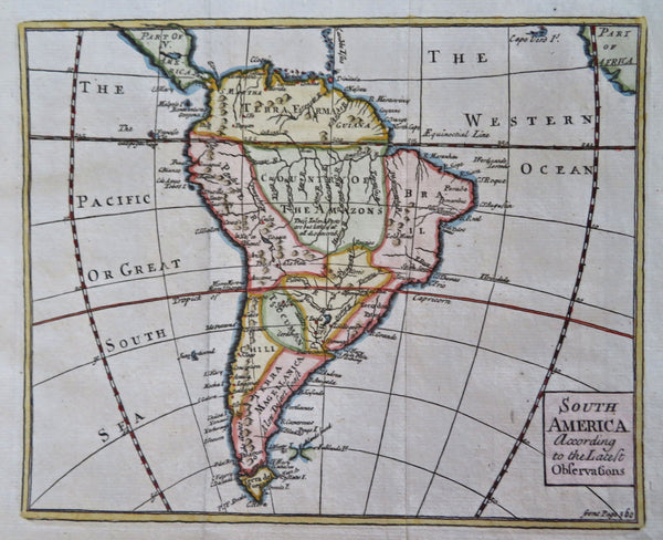 South America Brazil Peru Chile Argentina La Plata 1749 engraved map