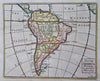 South America Brazil Peru Chile Argentina La Plata 1749 engraved map