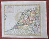 Kingdom of Holland Netherlands Amsterdam Utrecht Rotterdam c. 1760 engraved map