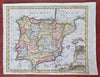 Spain & Portugal Iberia Madrid Lisbon Barcelona 1757 Jefferys engraved map