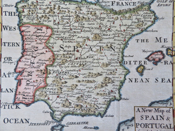 Spain & Portugal Madrid Lisbon Pamplona Barcelona Seville 1749 engraved map