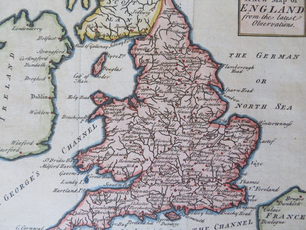 England & Wales United Kingdom London Cardiff York 1749 engraved map