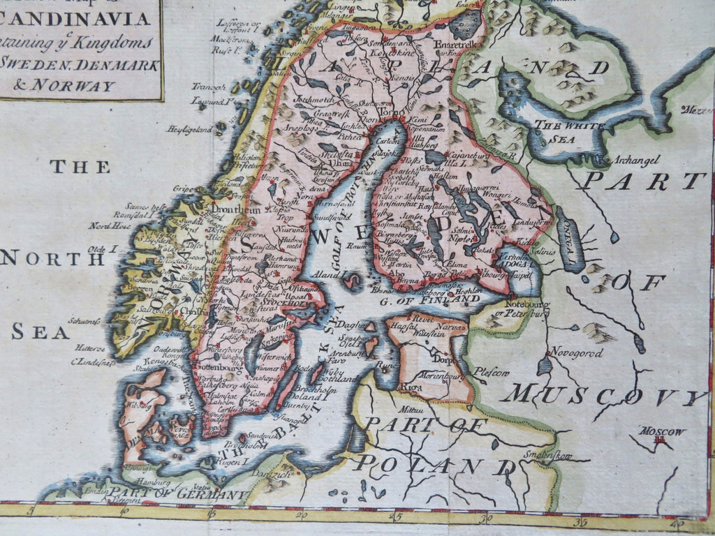 Scandinavia Sweden Norway Denmark Finland Baltic Sea 1749 engraved map