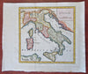 Italy Kingdom of Naples Papal States Tuscany c. 1809 miniature hand colored map