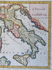 Italy Kingdom of Naples Papal States Tuscany c. 1809 miniature hand colored map