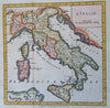 Italy Kingdom of Naples Papal States Tuscany c. 1809 miniature hand colored map