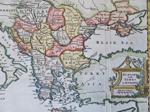 Hungary & Ottoman Empire Balkans Greece Serbia 1772 Jefferys engraved map