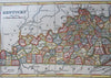 Kentucky Louisville Frankfort 1853 scarce hand colored cerographic map