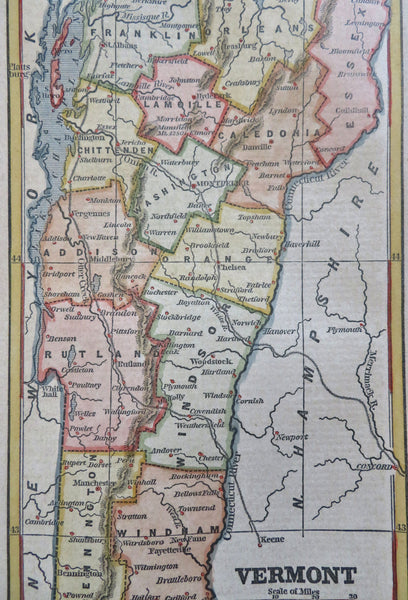 Vermont Montpelier Burlington 1853 scarce hand colored cerographic map