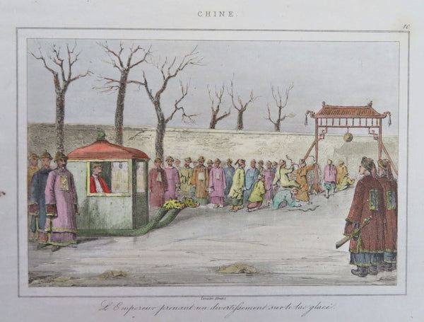 Chinese Imperial Court Archery Contest Emperor Court Fashion c. 1835 print