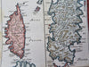 Sardinia & Corsica Mediterranean Islands 1686 Cluverius charming miniature map