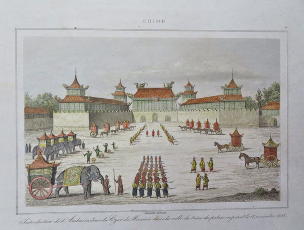 Russian Ambassador Forbidden Palace Peking Beijing China 1835 print hand color