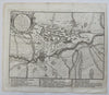 Battle of Oudenarde War of Spanish Succession Holland Netherlands 1736 old map