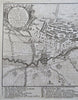 Battle of Oudenarde War of Spanish Succession Holland Netherlands 1736 old map