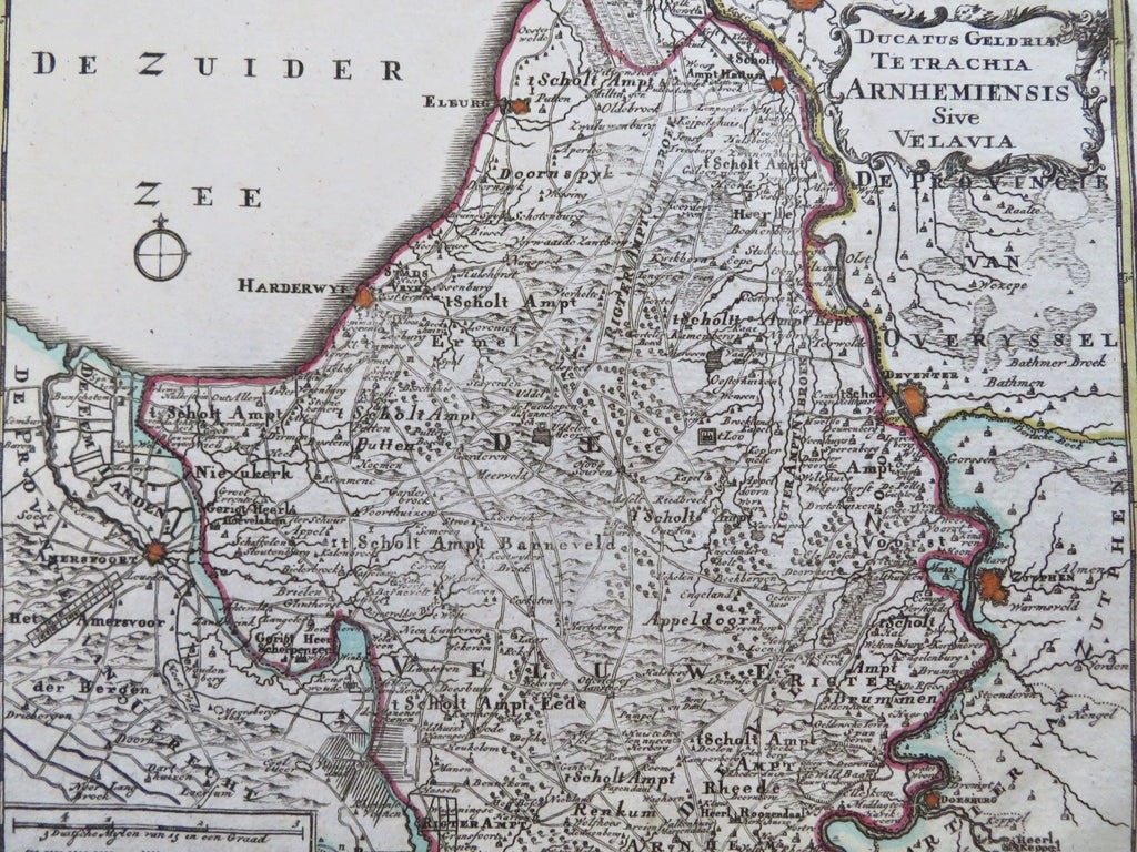 Arnhem Geldria Gelderland Holland Nederland c. 1770 Gravius de Lat old rare map