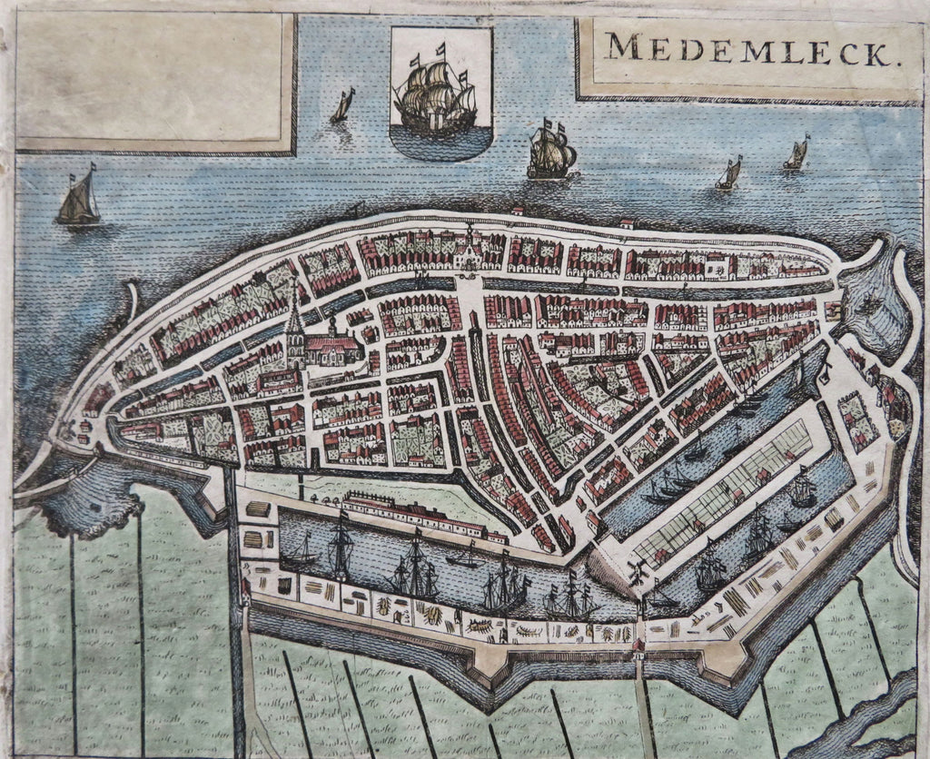 Medemblik West Holland Frisia Netherlands 1669 Parival antique map city plan