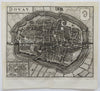 Dovay Douai Northern France 1652 Jansson old antique engraved map city plan