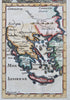 Eclipse View Greek Islands Balkans Illyria 1739 Bourgoin scarce miniature map