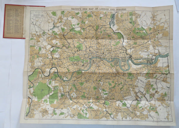 London City Plan England United Kingdom c. 1910 Bacon's Tourist linen backed Map