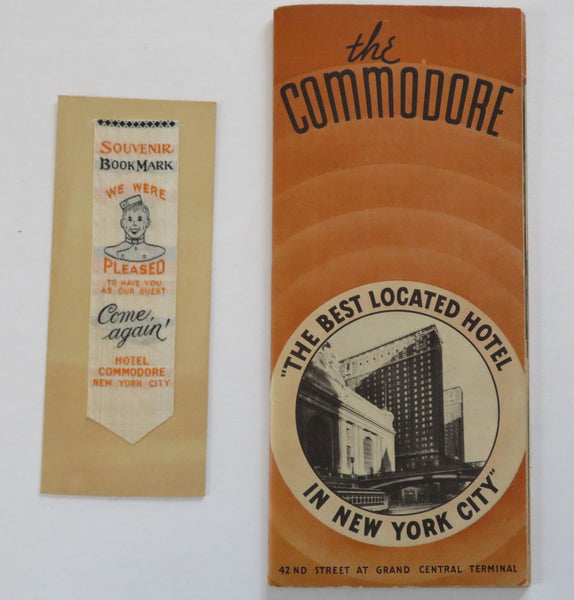 Hotel Commodore New York City Tourist Souvenirs c. 1940's brochure & bookmark