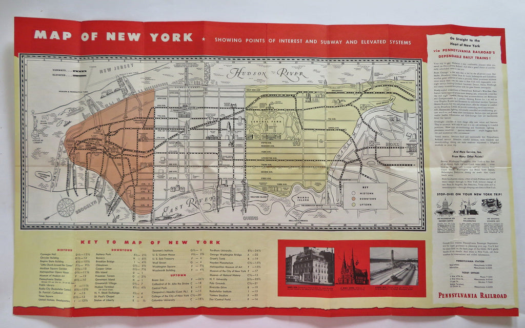 New York City Visitor's Guide Tourist Info c. 1952 pictorial travel brochure