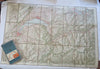 Switzerland Country Map c. 1920 huge four sheet linen backed Map