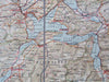 Switzerland Country Map c. 1920 huge four sheet linen backed Map