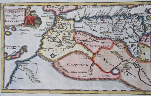 Morocco Algeria Mauritania Atlas Mountains 1729 Cluverius decorative map