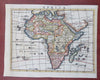 Africa continent c. 1710 Moll charming miniature engraved hand color map