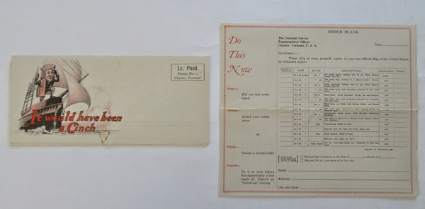 Map Advertising c.1920's National Survey Mail Order rare order form & promo