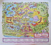 Disney World Magic Kingdom c. 1972-4 cartoon pictorial park map Tourist Souvenir