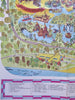 Disney World Magic Kingdom c. 1972-4 cartoon pictorial park map Tourist Souvenir