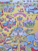 Disney World Magic Kingdom c. 1972-4 cartoon pictorial park map Tourist Souvenir