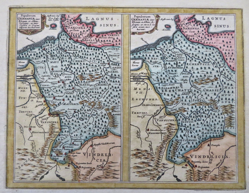 Germania Rhine River Roman Empire 1661 Jansson Bertius Historical Minature Map