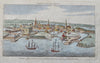 Copenhagen Denmark City Harbor View Sailing Ships 1798 engraved print