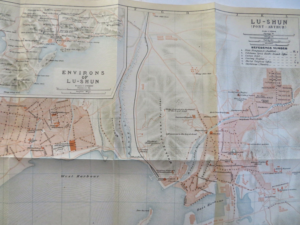 Port Arthur Manchuria China 1913 Japanese scarce tourist city plan travel map