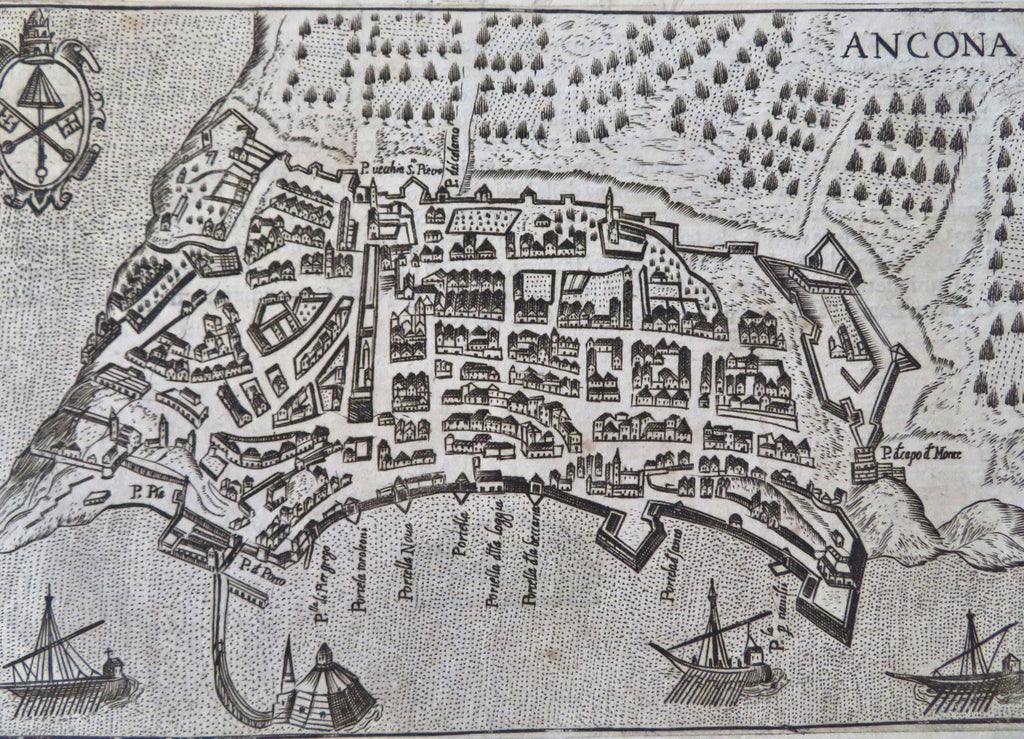 Ancona Italy City Plan Fortifications 1629 Bertelli detailed rare map