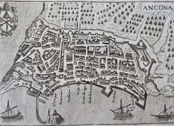 Ancona Italy City Plan Fortifications 1629 Bertelli detailed rare map