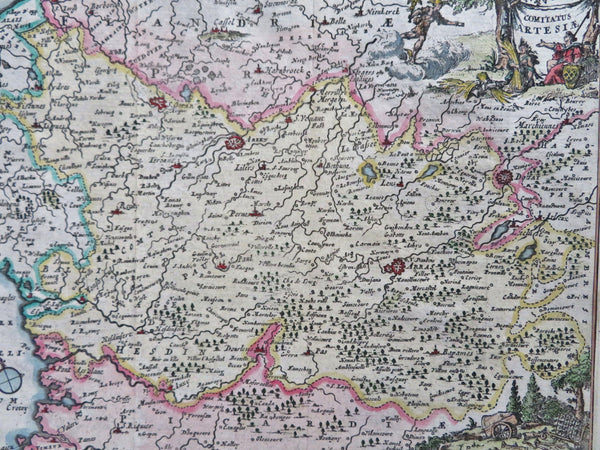 County of Artois Northern France Arras Arrien Douay 1725 Small Decorative Map