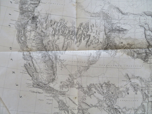 Western U.S. Mississippi to Pacific 1857-8 Emory large topo map Wheat #915