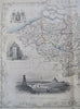 Belgium Brussels Antwerp Bruges Waterloo c. 1855 Tallis decorative map