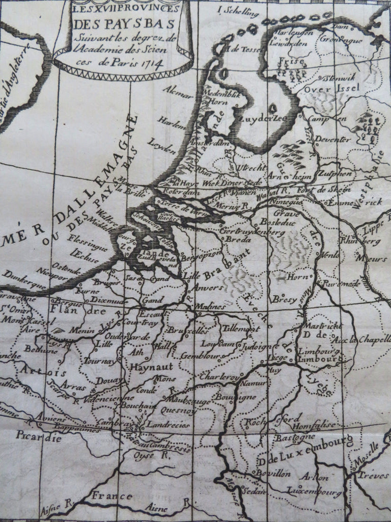 Seventeen Provinces Netherlands Holland Belgium Flanders 1714 Buffier small map