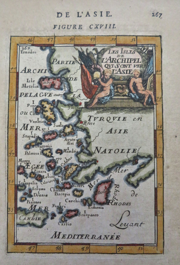 Greece Rhodes Crete Aegean Sea Ottoman Empire Ionian 1683 decorative Mallet map