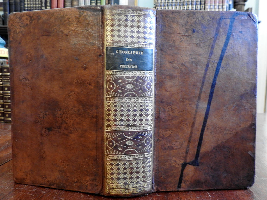 World Geography 8 folding maps 1806 rare book gilt Napoleonic celestial spine