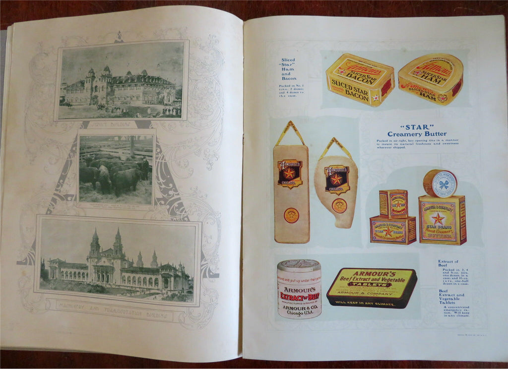 Pan-American Exposition Worlds Atlas 1901 Armour's rare promo souvenir color ads