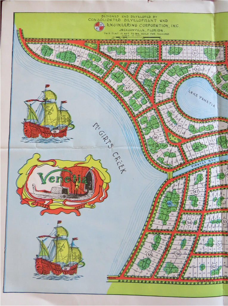 Florida real estate Home Development c.1950's Venetia promotional pictorial map