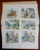 early Comic Art 1880's Munich 24 hand colored narrative picture sheets frameable